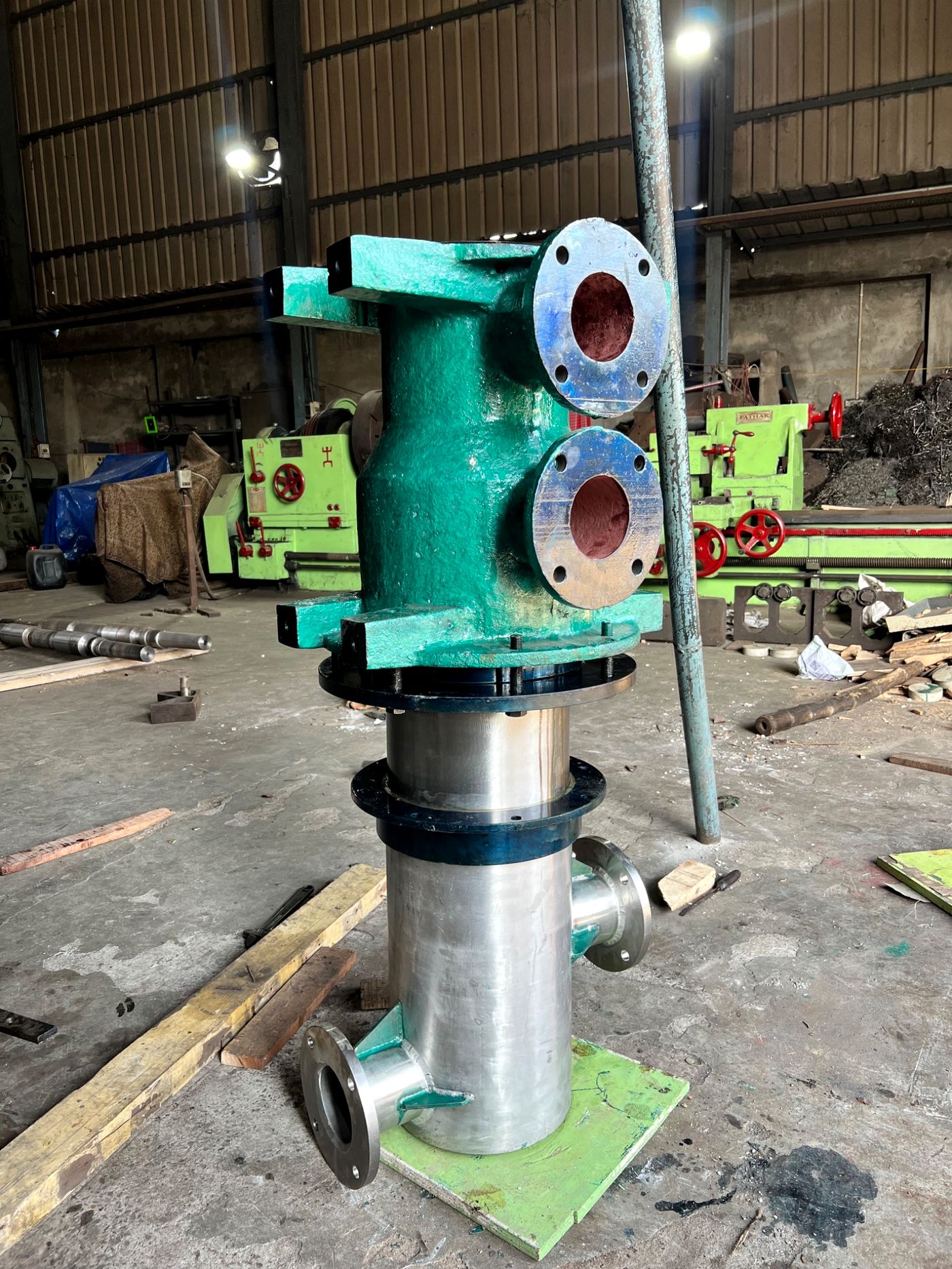 Finished fabricated industrial component at IndoTech workshop