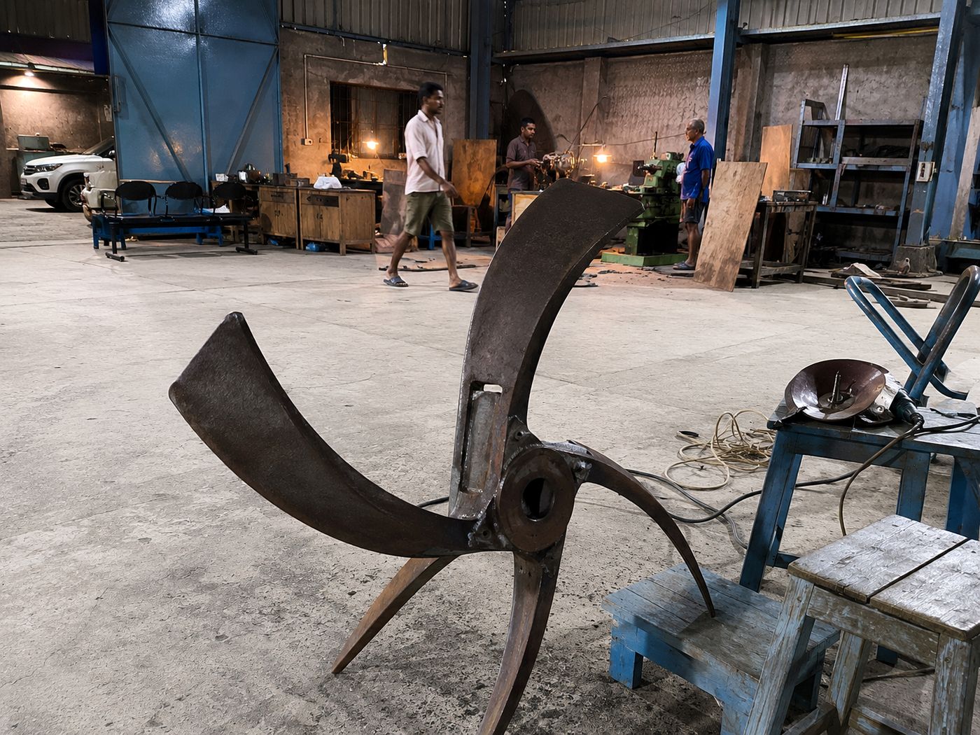 Fabricated industrial impeller inside IndoTech workshop