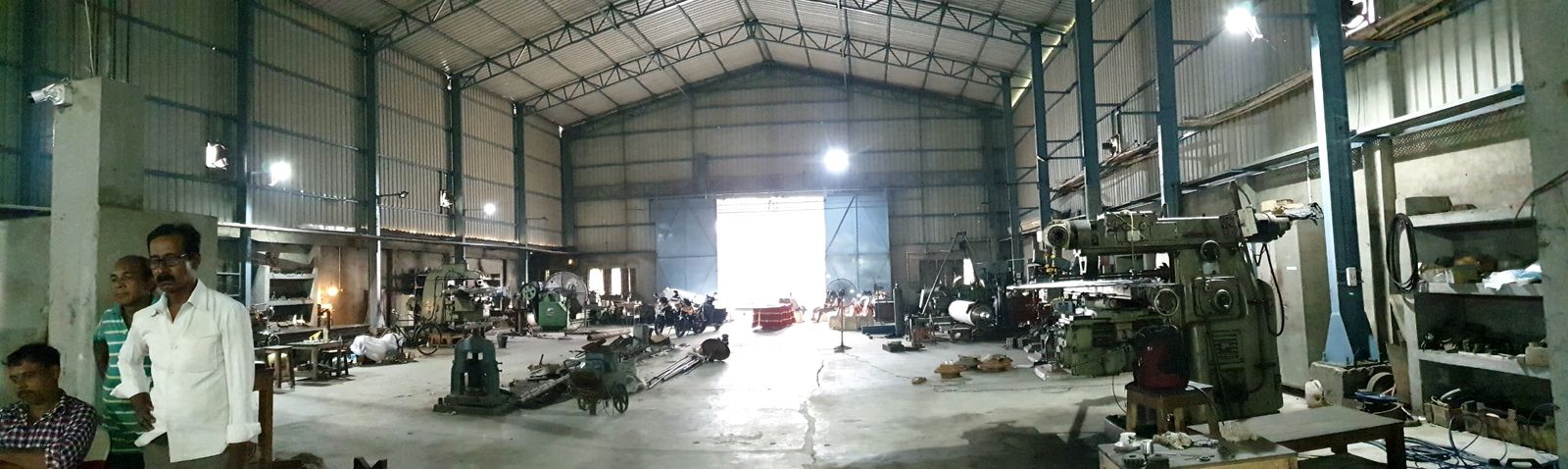 Wide view of IndoTech workshop floor with industrial machines